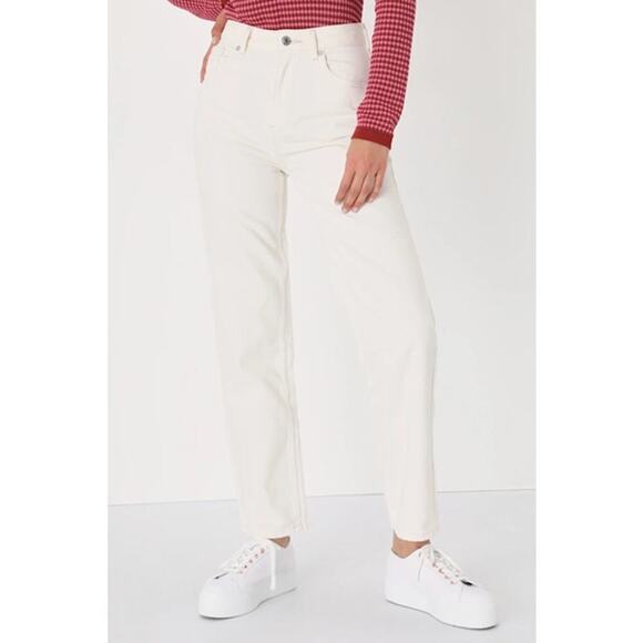 Free People The Pacifica High Rise Slim Straight Leg Jeans Ivory Size 30 NWT - Picture 1 of 9